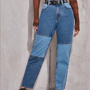SHEIN | High Waist Panel Block Denim Jeans L